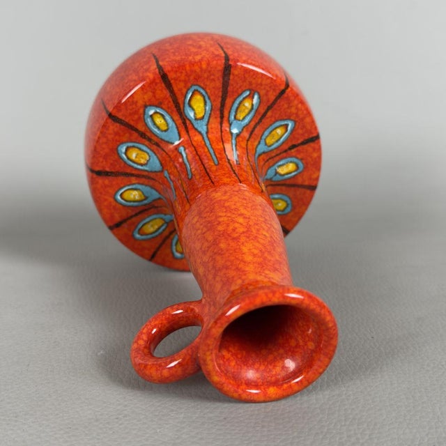 Modernist Majolica Jug Vase by Roberto Rigon for Bertoncello, 1970s For Sale - Image 7 of 13