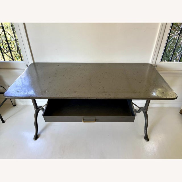 Rare find. This is a sought-after French style solid iron desk from a retired RH vintage collection. In very good...