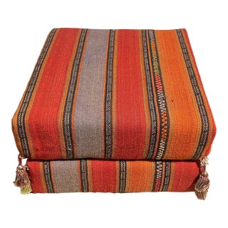 Vintage Tribal Moroccan Kilim Square Floor Cushions Set of Two. For Sale