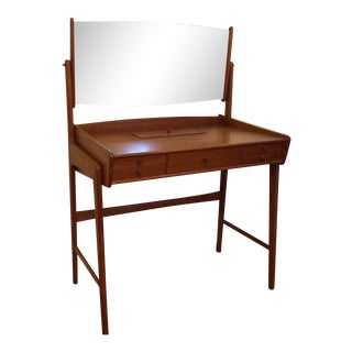 Svend A. Madsen Danish Mid-Century Modern Teak Vanity & Stool For Sale