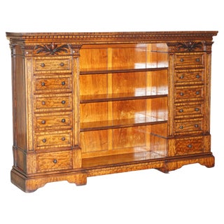 Flamed Hardwood Wellington Chest of Drawers Bookcase, 1830 For Sale