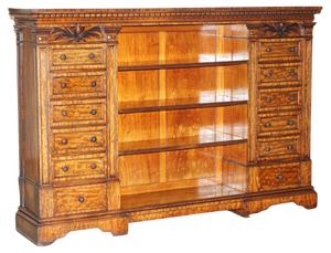 Flamed Hardwood Wellington Chest of Drawers Bookcase, 1830