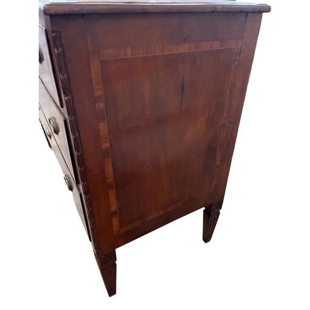 Neoclassical Italian Neoclassical Walnut Chest of Drawers, Hand-Carved, Mid 1700s For Sale - Image 3 of 12