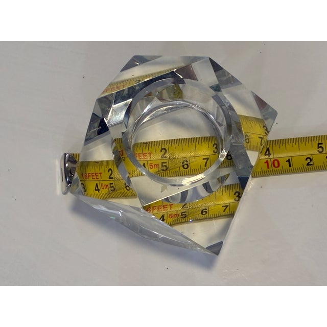 1980s Vintage Geometric Crystal Votive Candle Holders - Pair (Includes Signed Rosenthal) For Sale - Image 5 of 6