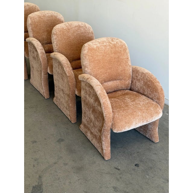 Vintage Curved Velvet Arm Dining Chairs - Set of Four For Sale - Image 14 of 18
