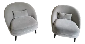 Attributed to Patrick Naggar Club Curved Chair in Dedar Vladimiro/ Gris Cendre Fabric From Ralph Pucci - Set of 2
