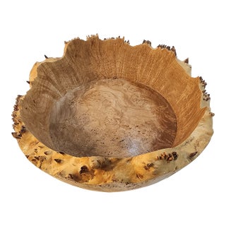 Incredible Handmade Jerry Smith Signed Burlwood Live Edge Bowl For Sale