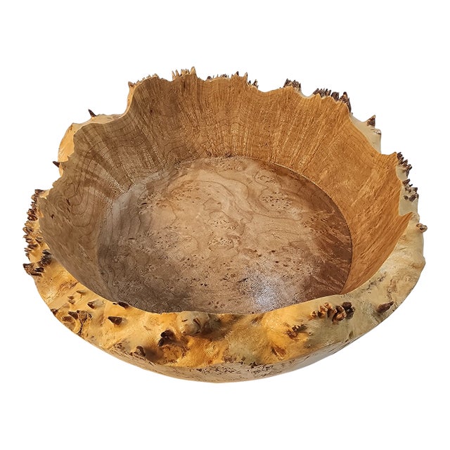 Incredible Handmade Jerry Smith Signed Burlwood Live Edge Bowl For Sale