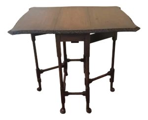 Antique English Petite Jacobean Drop Leaf End Table