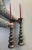 Pair of Metal Pewter-colored Candlesticks weight in at 3.3lbs each and reach to 18" tall. The vintage set is four pieces,...