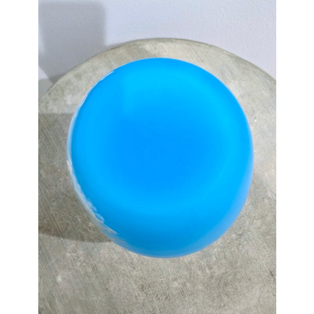 Paint Antique Bohemian Cased Sky Blue Enamel Painted Glass Vase, Classical Figure Scene For Sale - Image 7 of 8