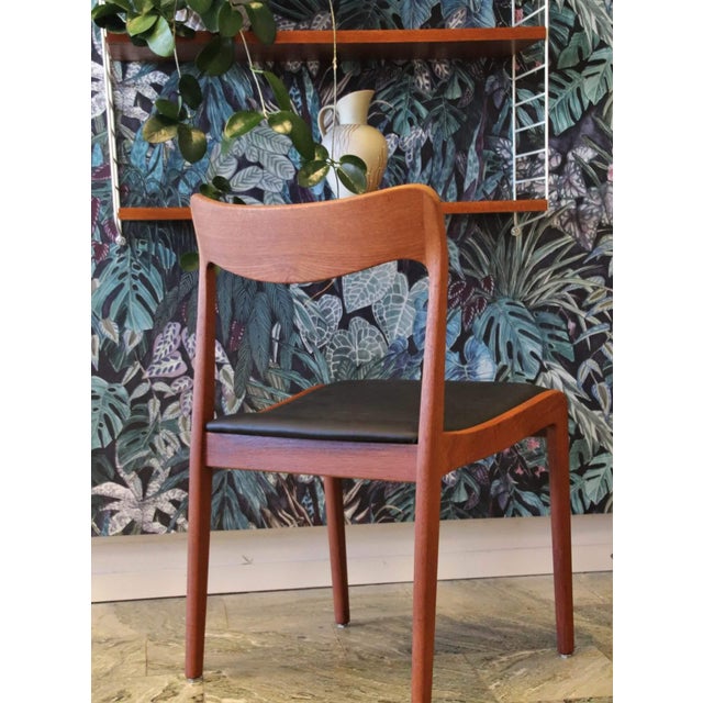 Teak Chairs with Black Leather Seats by Henning Kjærnulf for Korup Stolefabrik, 1960s, Set of 4 For Sale - Image 13 of 14