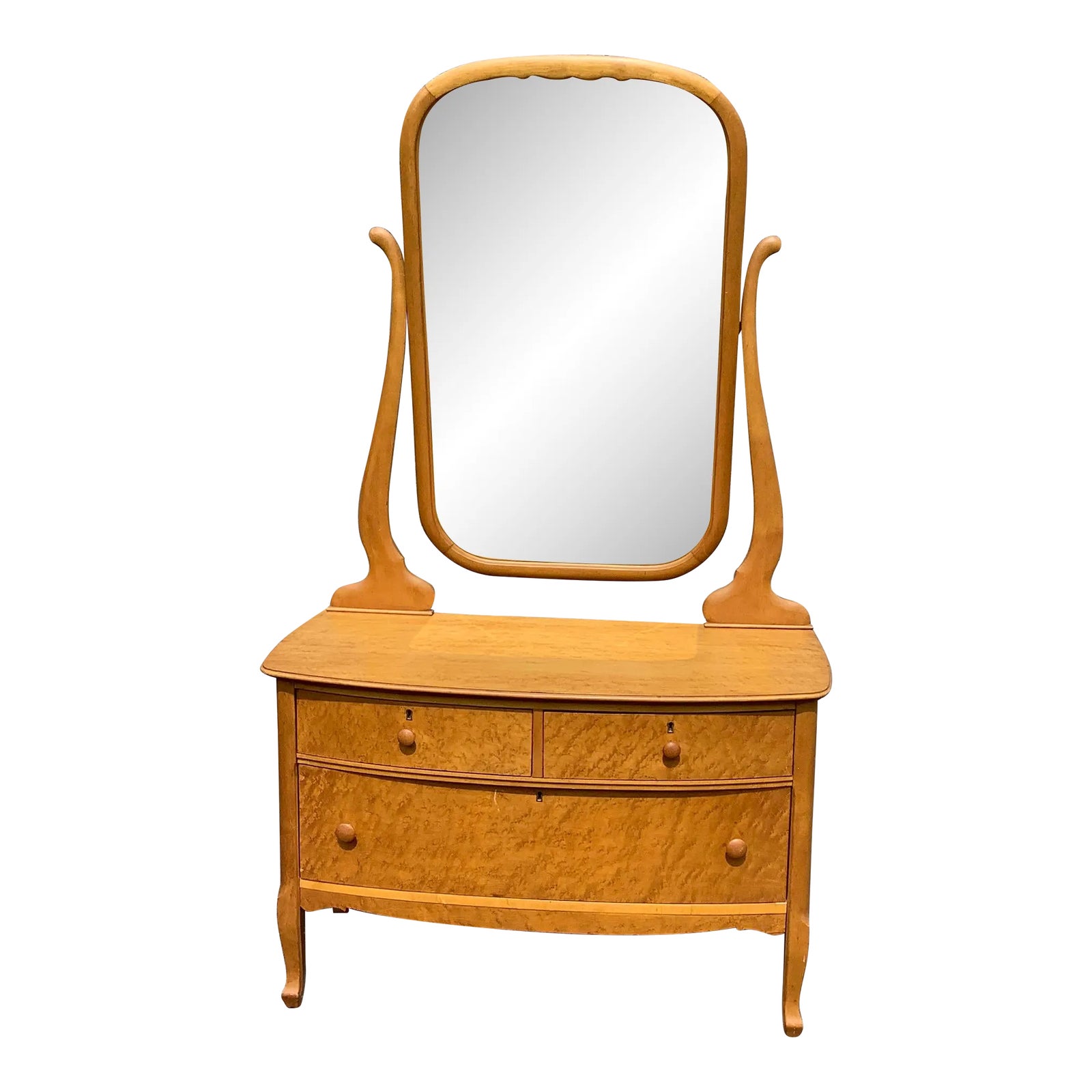 strapless open back dress Antique Mahogany Princess Dresser With Harp Mirror main image 0