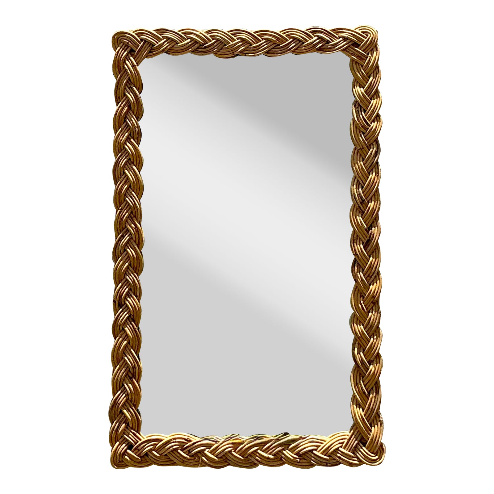 Vintage Boho Braided Rattan Mirror | Chairish