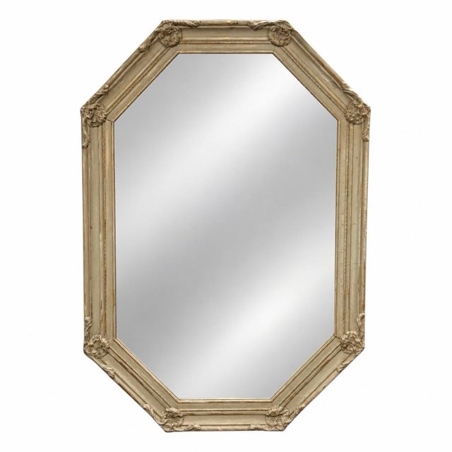 French Provincial Mid-Century French Provincial Style Painted Gray & Gilt Carved Mirrors - Pair For Sale - Image 3 of 9