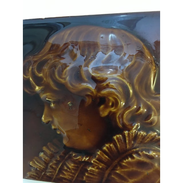 Victorian Philadelphia Glazed Fireplace Portrait Tile For Sale - Image 4 of 5