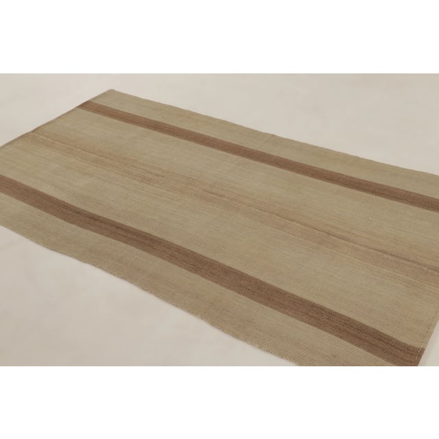 Rug & Kilim Rug & Kilim's Contemporary Minimalist Rez Kilim With Earth-Toned Geometry For Sale - Image 4 of 10
