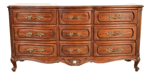 Century Furniture French Provincial Louis XV Carved Cherry Wood Triple Dresser