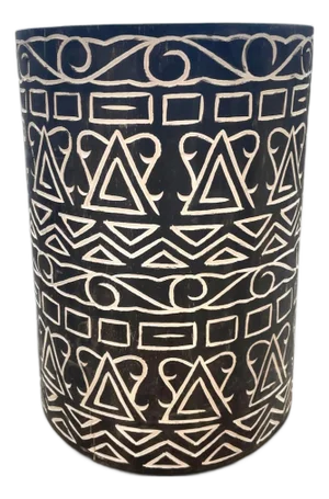 Late 20th Century Black & White Tribal Stool/Table