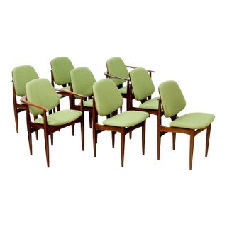 Set of Eight Mid Century Dining Chairs Attributed to Elliots of Newbury For Sale