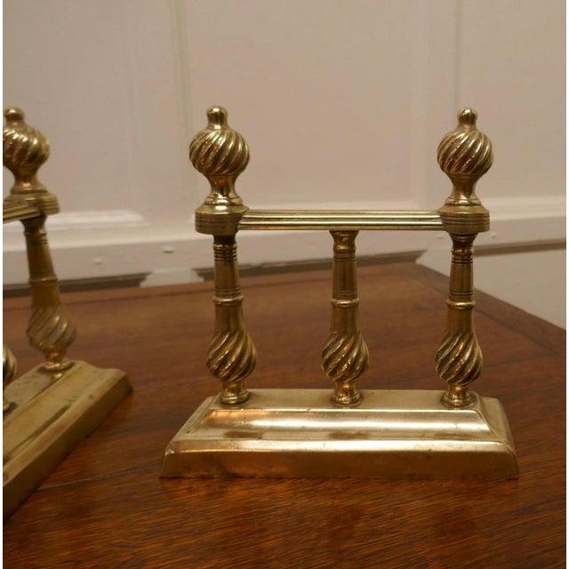 Heavy Victorian Brass Fire Dogs, Set of 2 For Sale - Image 4 of 6