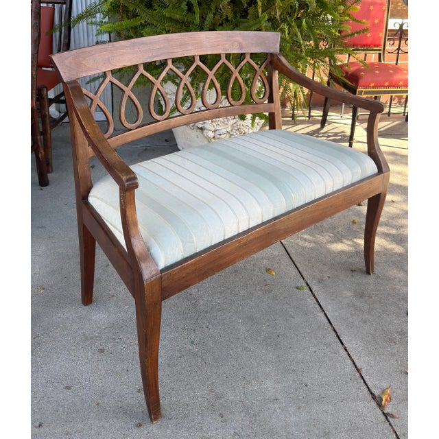 Neoclassical Antique Italian Neoclassical Style Spiral Back Fruitwood Settee For Sale - Image 3 of 5