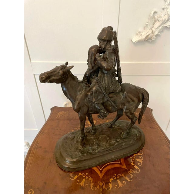 Antique Victorian Quality Bronze Figure of Cossack on Horseback For Sale - Image 12 of 12