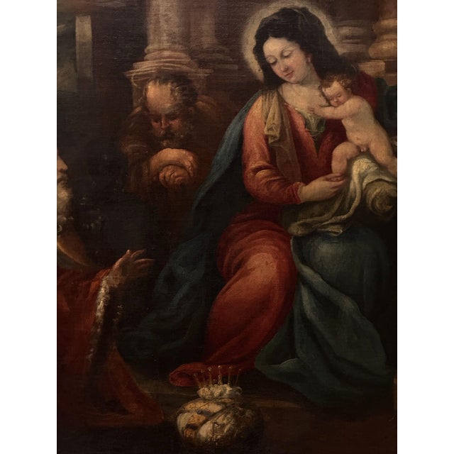 Early 18th Century Italian Painting of the Adoration of the Magi For Sale - Image 4 of 8