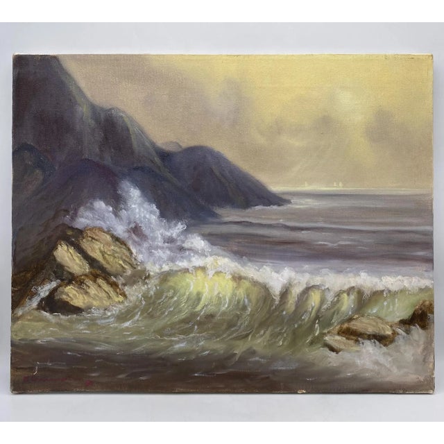 1940s East Coast Original Signed Oil Painting Seascape For Sale - Image 13 of 13