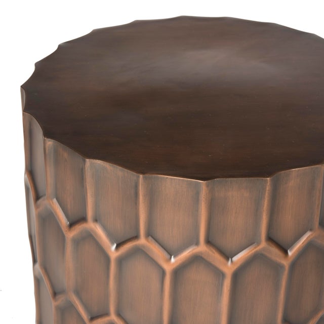 Modern Honeycomb Side Tables in Antique Copper For Sale - Image 3 of 5