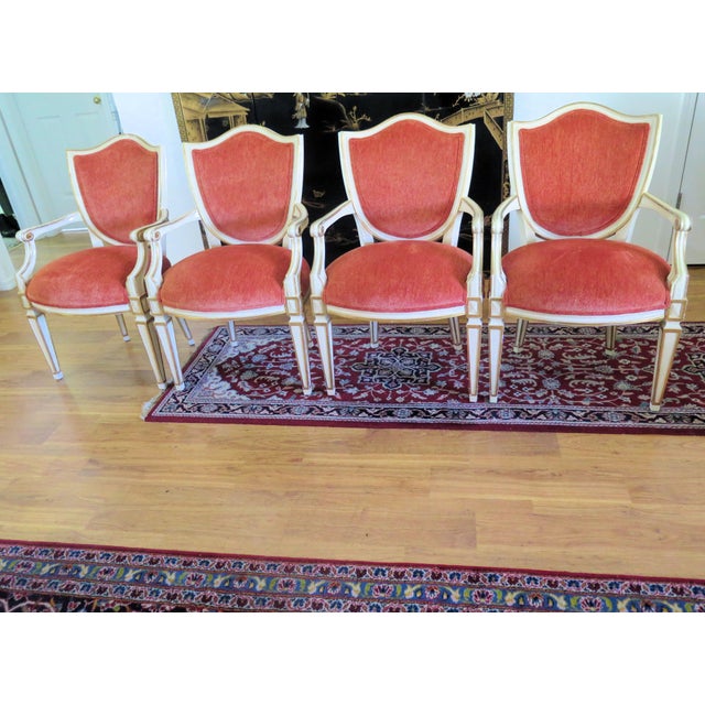 Late 20th Century William Switzer Louis XVI Style Fauteuils Shield Back Dinning Chairs 3200 For Sale - Image 5 of 5