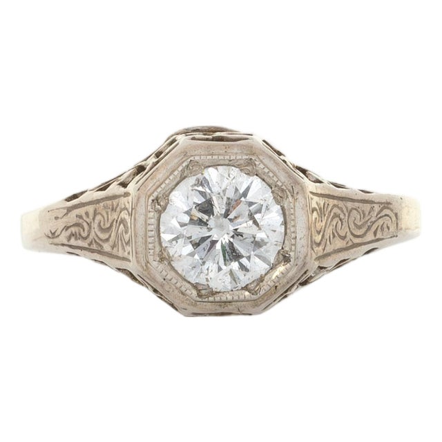 Vintage Estate Diamond Ring 5mm Round Cut – Natural Diamond: Solid 14k Gold, Size 6.75 For Sale