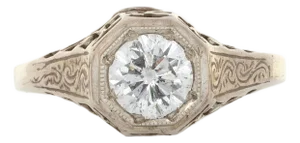 Vintage Estate Diamond Ring 5mm Round Cut – Natural Diamond: Solid 14k Gold, Size 6.75