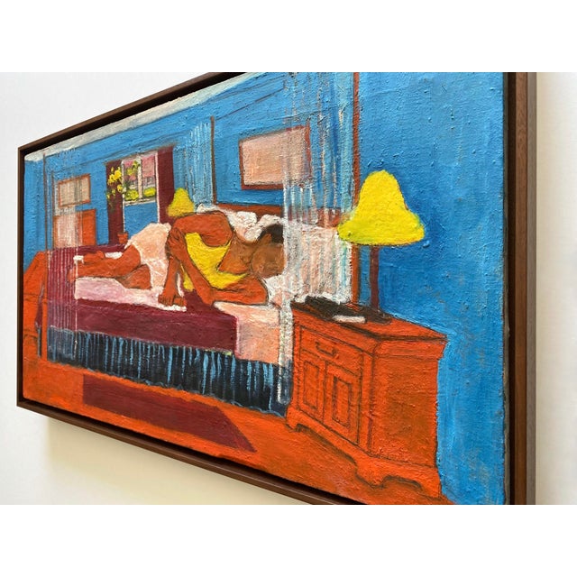 Matisse Style Vintage Mid Century Modernist " Bedroom, Afternoon Napping " Framed Original Post-Impressionist Impasto Oil Painting on Linen For Sale - Image 14 of 18