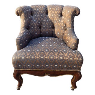 Marge Carson Boudoir Lounge Accent Chair French Tuffed Wingback Armchair Regency For Sale