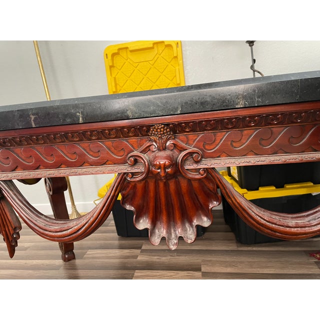 1980’s Vintage French Black Marble Rococo Style Table For Sale In Austin - Image 6 of 6