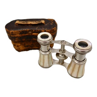 Antique Mother-of-Pearl Opera Glasses With Original Fitted Case For Sale