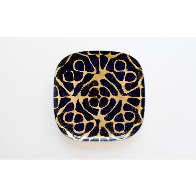 Mid-Century Modern Rosenthal Germany Blue & Gold Porcelain Wall Plate For Sale - Image 11 of 11