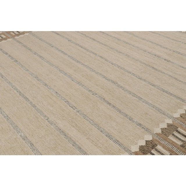 Rug & Kilim Rug & Kilim’s Scandinavian Style Rug in Beige-Brown With Geometric Patterns - 10x14 For Sale - Image 4 of 7