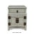 This is a side table / nightstand with rustic vintage light gray lacquer finish. It is simply decorated with metal...