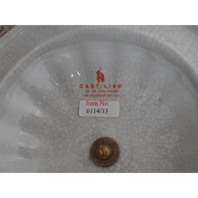 1990s Castilian Bronze & Porcelain Seahorse Design Center Piece For Sale - Image 14 of 15