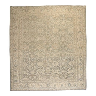 Vintage Zabihi Collection Green Brown Room Size Persian Malayer Rug - 10'8" x 13'10" For Sale