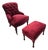 Late 19th Century French Napoleon III Button-Tufted Lounge Chair & Ottoman in Original Red Velvet For Sale