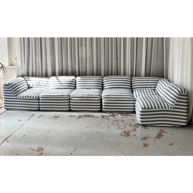 Striped Modular Sofa, 1980s, Set of 6 For Sale - Image 11 of 14
