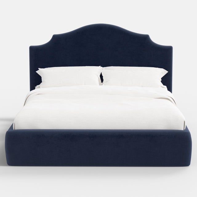 Spritely Home Tori Platform Bed in Ocean Slub Velvet, Twin For Sale - Image 4 of 7