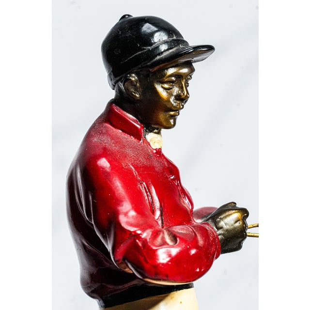 English Wonderful Large Antique Cast Metal Horse Jockey Statue Sculpture Racing Sports Equestrian For Sale - Image 3 of 14