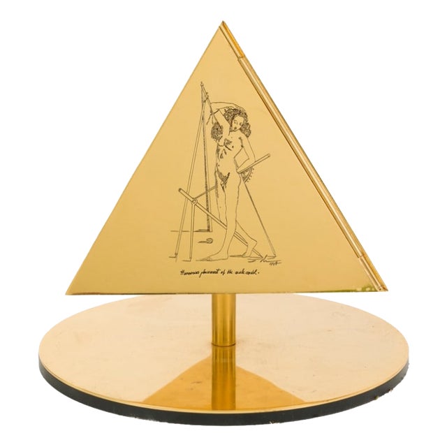 Table Lamp Sculpture Model the Tetrahedron the Fire by Salvator Dali, Milan, 1980s For Sale