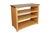 A custom-made craftsman style bookcase in oak, with a green marble top. Four shelves are decorated with arched edges, and...