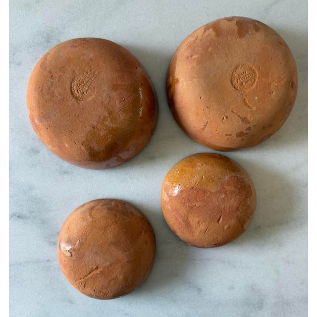Set of 4 Vintage Mexican Pottery Clay Bowls For Sale - Image 9 of 11