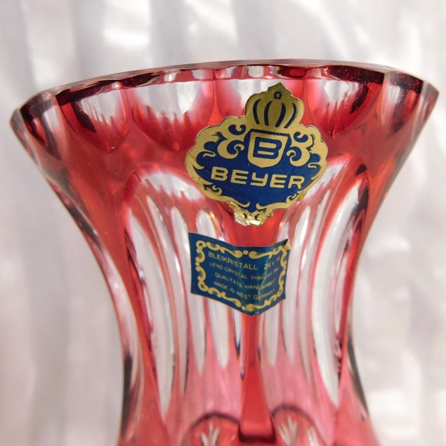 Beyer Pink Cut to Clear Vase For Sale - Image 4 of 4